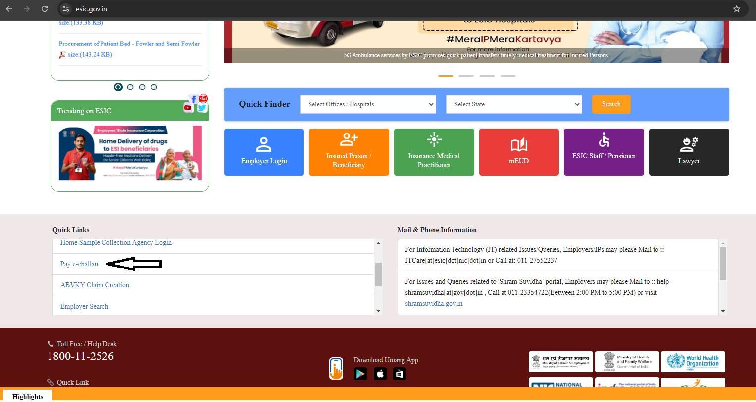 esic portal page